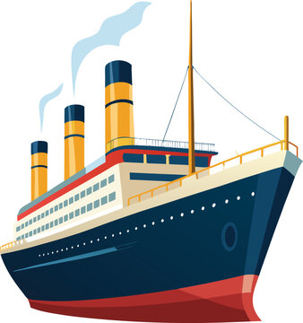 titanic ship on white background
