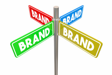 Fototapeta premium Brand Four Signs Different Choices Companies Business Identity 3d Illustration