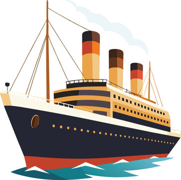 titanic ship on white background