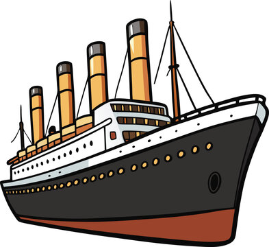 titanic ship on white background