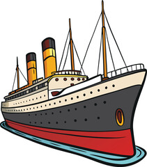 titanic ship on white background