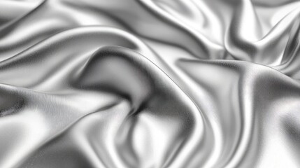 Obraz premium Close-up of Smooth, Silver Fabric with Ripples and Wrinkles