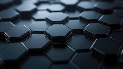 Abstract Black Hexagon Pattern with Depth and Texture