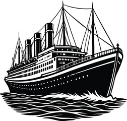 titanic ship on white background