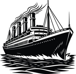 titanic ship on white background