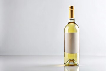 White wine bottle mockup on white background, forced perspective view