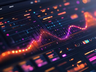 Fototapeta premium Client relationship management software with vibrant data points, sleek interface, soft lighting, modern design