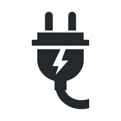 Power plug vector icon design, silhouette plug.