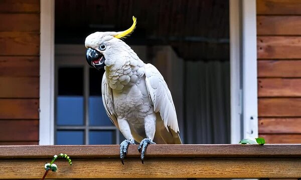 cockatoo sitting on the window