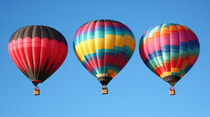 Naklejka premium Colorful Hot Air Balloons in a Clear Blue Sky