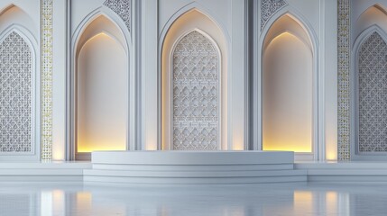 White Stage With Arches And Ornate Designs