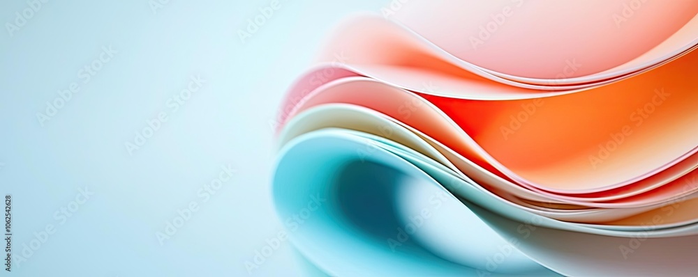 Poster soft colorful wave patterns, white isolate background.