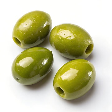 green olives on white background