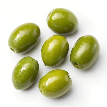 green olives on white background