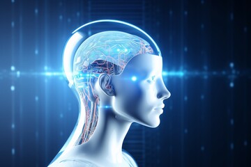 Obraz premium Futuristic representation of a human-like head with neural connections.