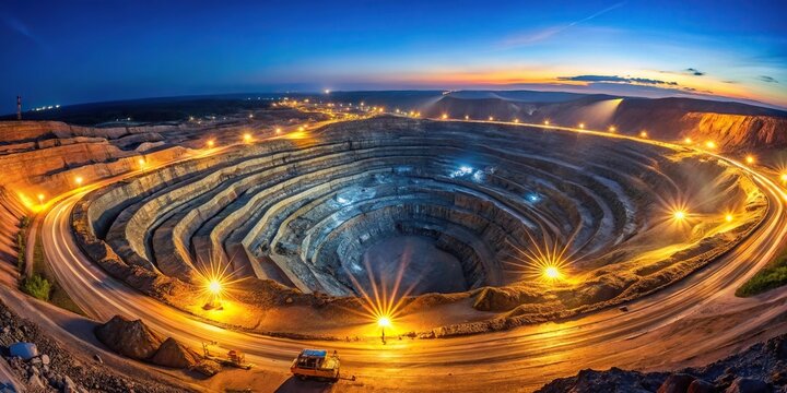 Wide angle night shot of Krivoy Rog open pit