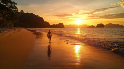 Fototapeta premium Serene Sunset on Sandy Beach