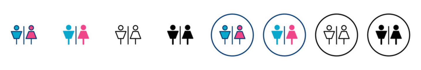 Toilet icon vector isolated on white background. Toilet sign. Man and woman restroom sign vector. Male and female icon