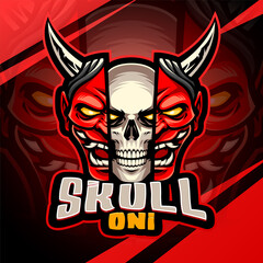 Skull oni esport mascot logo design