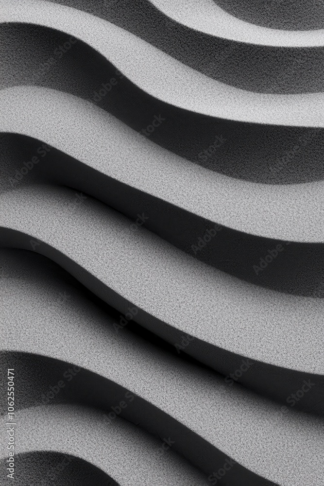 Poster Abstract monochrome waves in a textured pattern creating a sense of fluidity and motion.