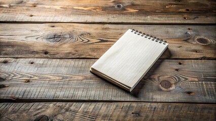 Fototapeta premium A Blank Spiral Bound Notebook Rests on a Weathered Wooden Surface, Ready to Capture Ideas and Thoughts