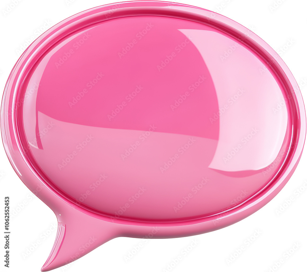 Poster pink speech bubble icon isolated on transparent background, glossy 3d rendering. communication and s