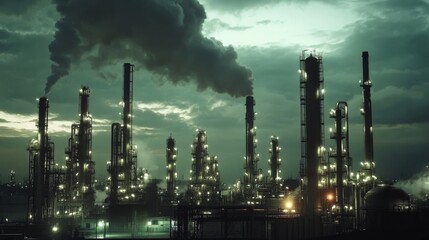 Oil refineries and chemical plants in industrial areas