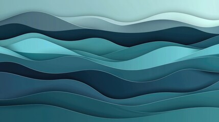 Fototapeta premium Abstract 3D Paper Wave Pattern in Shades of Blue