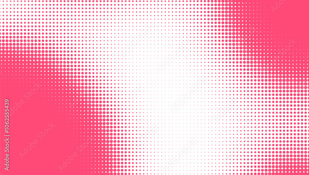 Poster vector halftone design features pink and white dots in a dynamic pattern