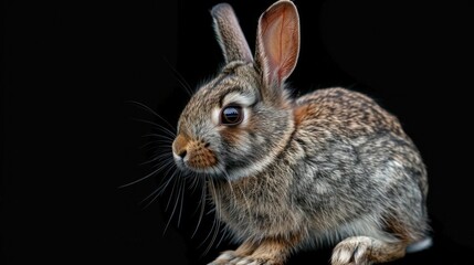 Obraz premium A close-up image of a brown and white bunny with its eyes wide open,