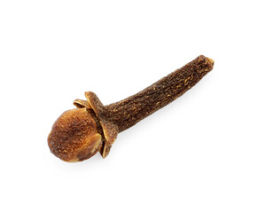 Aromatic spice. Dry clove bud isolated on white, top view