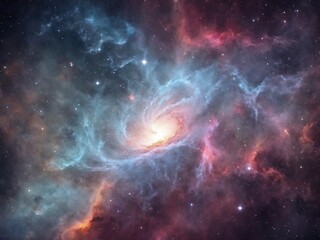 Bright Nebula Surrounded by Colorful Cosmic Clouds in Deep Space	