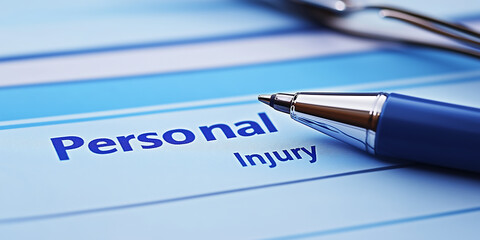 Fototapeta premium Blue pen pointing personal injury claim form