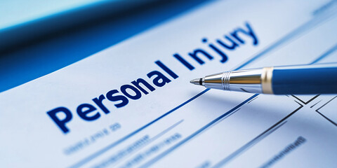 Filling personal injury claim form with blue pen