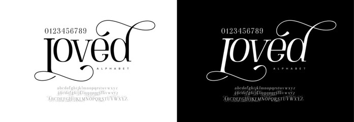 Loved typography beauty fashion elegant minimalist serif italic fonts decorative wedding vintage retro logos. Minimal luxury font alphabet logo. Vector illustration