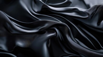Abstract Draped Black Fabric with Textured Surface