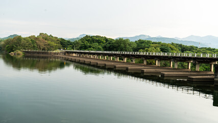 Fototapeta premium Empty concrete bridge with natural view