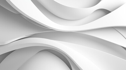 Abstract White Curved Shapes with Shadowed Overlap