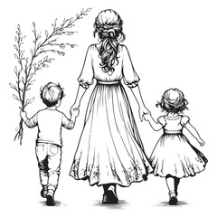 a coloring book artistic image of a european woman