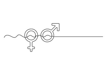 Female gender icon line continuous one drawing. Single line female gender icon. Vector illustration