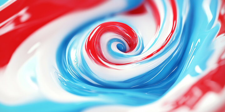 Red, white and blue cream forming a spiral shape: swirling colors abstract background