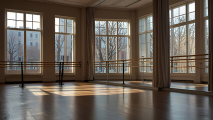 Obraz premium realistic image of a ballet practice room environment