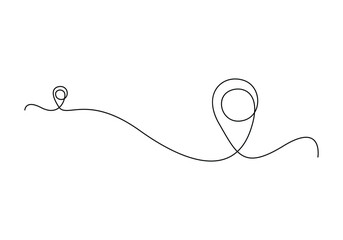 Continuous one line drawing of location marker, map pin line art vector illustration