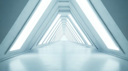 Obraz premium Futuristic White Tunnel with Bright Lights