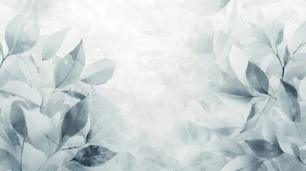 Abstract Watercolor Painting of Greyscale Leaves