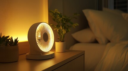 Modern Desk Fan with Ambient Light in Cozy Room