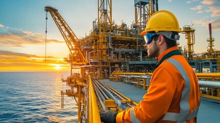 a lone offshore worker in safety gear
