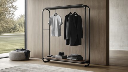 Modern Clothing Rack in Minimalist Interior Design