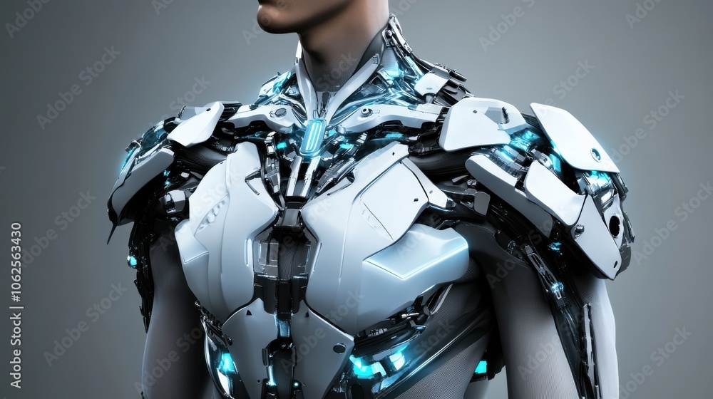 Poster futuristic robot design with glowing elements