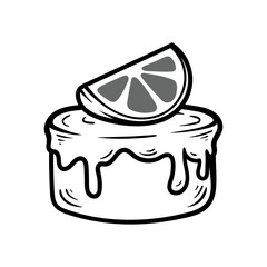 orange cake isolated drawing coloring line art style sketch classic vintage design illustration